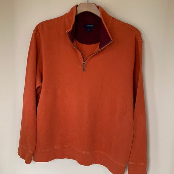 LANDS END- Men’s Burnt Orange Quarter Zip Sweatshirt Pullover XL - Picture 1 of 8